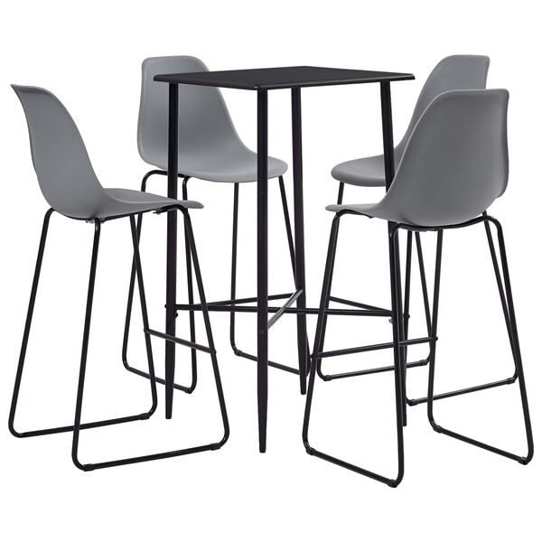 vidaXL 5-tlg. Bar-Set Kunststoff Grau