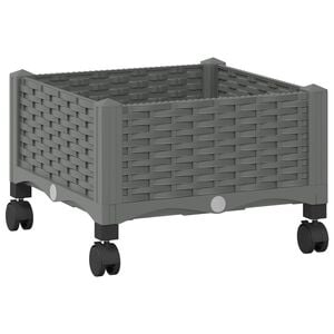 vidaXL Gartenpflanzer mit R&auml;dern Hellgrau 40 x 40 x 33 cm PP