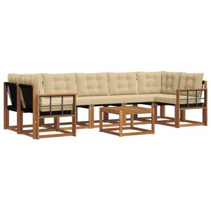 vidaXL Outdoor-Sofagarnitur mit Kissen 8 pcs Natur und Beige