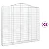 vidaXL Gabionen mit Hochbogen 8 Stk. 200x30x180/200cm Verzinktes Eisen