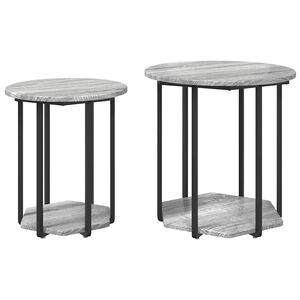 vidaXL Beistelltisch-Set mit Regal 2 pcs Grau