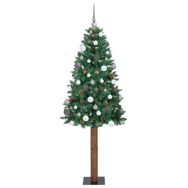 vidaXL Schlanker Weihnachtsbaum mit 300 LEDs mit St&auml;nder Gr&uuml;n 180 cm