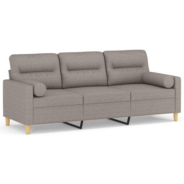 vidaXL 3-Sitzer-Sofa mit Zierkissen Taupe 180 cm Stoff