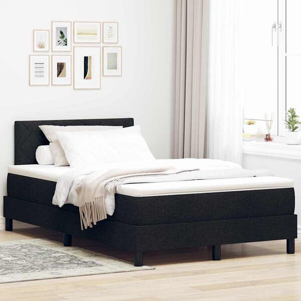 vidaXL Boxspringbett mit Matratze Schwarz 120 x 200 cm Stoff