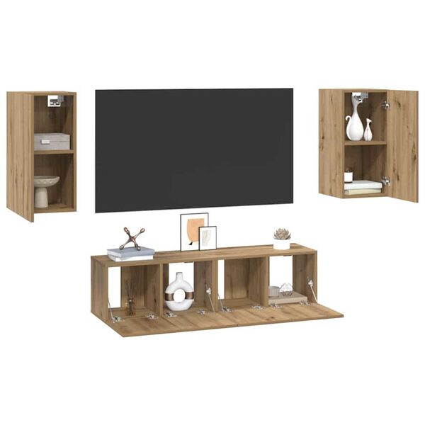 vidaXL TV-Schrank-Set 4 pcs Artisan-Eiche 30,5 x 30 x 60 cm