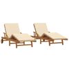vidaXL Sonnenliege 2 pcs Beige 200 x 67 x 84 cm Massivholz Akazie