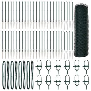 vidaXL Sechseckzaun mit Pfosten 100 x 0,8 m PVC-beschichteter Stahl
