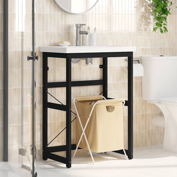 vidaXL Badezimmer Waschtischgestell Schwarz 59x38x83 cm Eisen