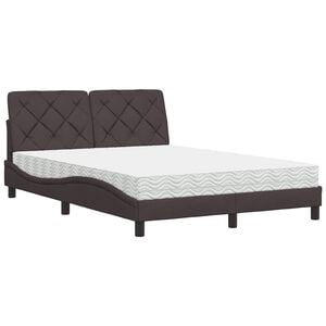 vidaXL Bett mit Matratze Dunkelbraun 140x190 cm Stoff