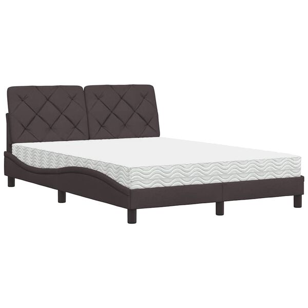 vidaXL Bett mit Matratze Dunkelbraun 140x190 cm Stoff