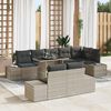 vidaXL Garten-Sofa-Set mit Speicher 9 pcs Hellgrau Poly Rattan