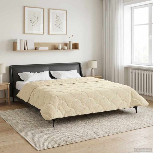 vidaXL Winterbettdecke Creme 200 x 200 cm Mikrofaser und Teddy-Fleece