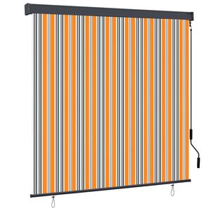 vidaXL Rollo Gestreift Gelb und Blau 180 x 250 cm Stoff und Aluminium