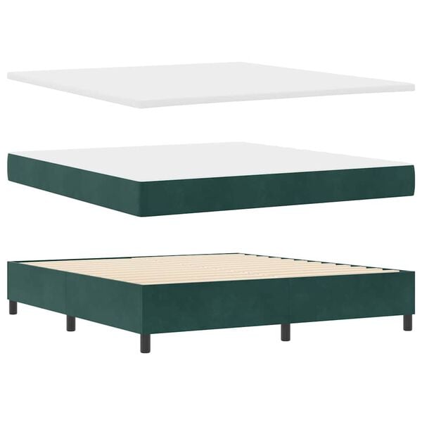 vidaXL Boxspringbett mit Matratze Dunkelgr&uuml;n 180 x 200 cm Samt