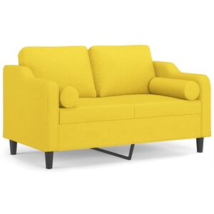 vidaXL 2-Sitzer-Sofa mit Zierkissen Hellgelb 120 cm Stoff