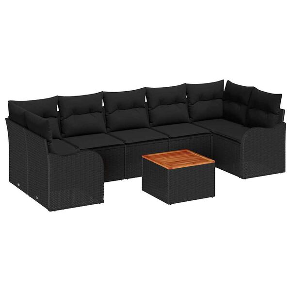 vidaXL Gartensofa-set mit Speicher 8 pcs Schwarz Poly-Rattan