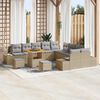 vidaXL Gartensofa-set mit Kissen mit Speicher 13 pcs Beige Poly Rattan