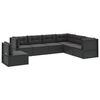 vidaXL 7-tlg. Garten-Lounge-Set mit Kissen Schwarz Poly Rattan