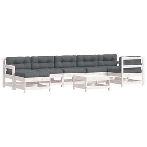 vidaXL 8-tlg. Garten-Lounge-Set mit Kissen Weiß Massivholz