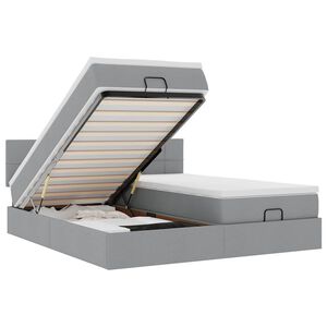 vidaXL Ottoman-Bett mit Matratzen & LEDs Hellgrau 160x200 cm Stoff
