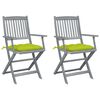 vidaXL Klappbare Gartenst&uuml;hle 2 Stk. mit Kissen Massivholz Akazie