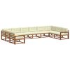 vidaXL Outdoor-Sofagarnitur mit Kissen 10 pcs Natur und Creme