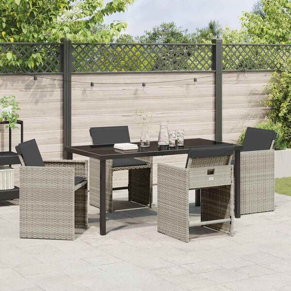 vidaXL Garten Essgruppe 5 pcs Hellgrau Poly-Rattan