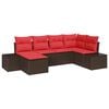 vidaXL Gartensofa-set mit Kissen 6 pcs Braun Poly-Rattan