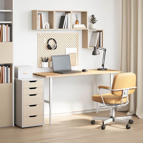 vidaXL Schreibtischplatte Unbehandelt 140x50x2,5 cm Massivholz Eiche