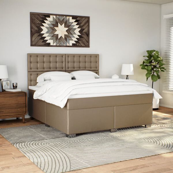 vidaXL Boxspringbett Matratze Cappuccino-Braun 180x200 cm Kunstleder