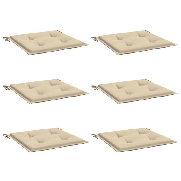 vidaXL Gartenstuhl-Kissen 6 Stk. Beige 40x40x4 cm Oxford-Gewebe