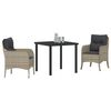 vidaXL Garten Essgruppe mit Kissen 3 pcs Hellgrau Poly-Rattan