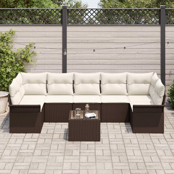 vidaXL Gartensofa-set mit Kissen 8 pcs Braun und Creme Poly-Rattan