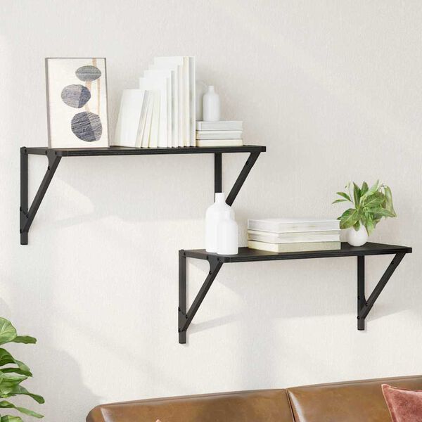 vidaXL Wandregale 2 pcs Schwarz Eichen-Optik 60 x 25 x 25,5 cm