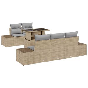 vidaXL Sofa Set mit Kissen 6 pcs Beige und Hellgrau Poly-Rattan