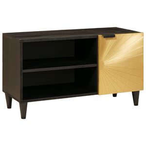 vidaXL TV-Schr&auml;nk Schwarz und Gold 80 x 33 x 46 cm Holzwerkstoff