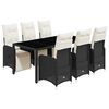 vidaXL 7-tlg. Garten-Bistro-Set mit Kissen Schwarz Poly Rattan