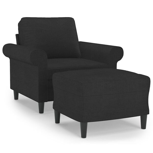 vidaXL Sessel mit Hocker Schwarz 60 cm Stoff