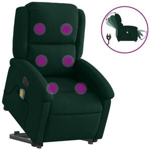 vidaXL Massagesessel mit Aufstehhilfe Elektrisch Dunkelgr&uuml;n Samt