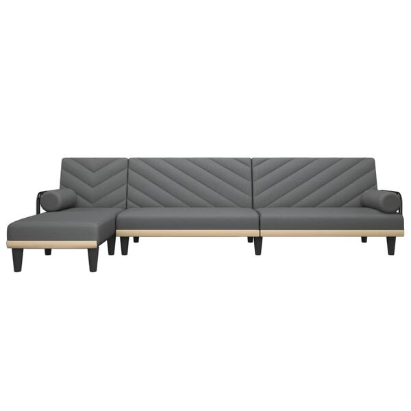 vidaXL Schlafsofa in L-Form Dunkelgrau 260x140x70 cm Stoff