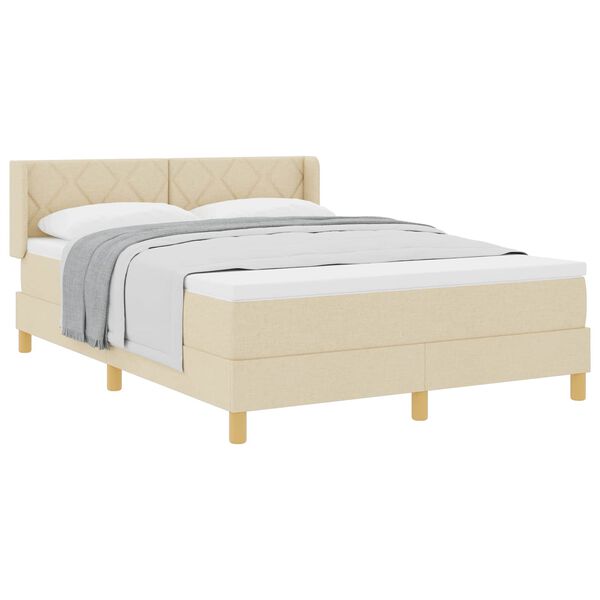 vidaXL Boxspringbett mit Matratze Creme 200 x 160 cm Stoff