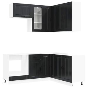 vidaXL K&uuml;cheneinheit LUCCA 8 stk. Schwarz Holzwerkstoff