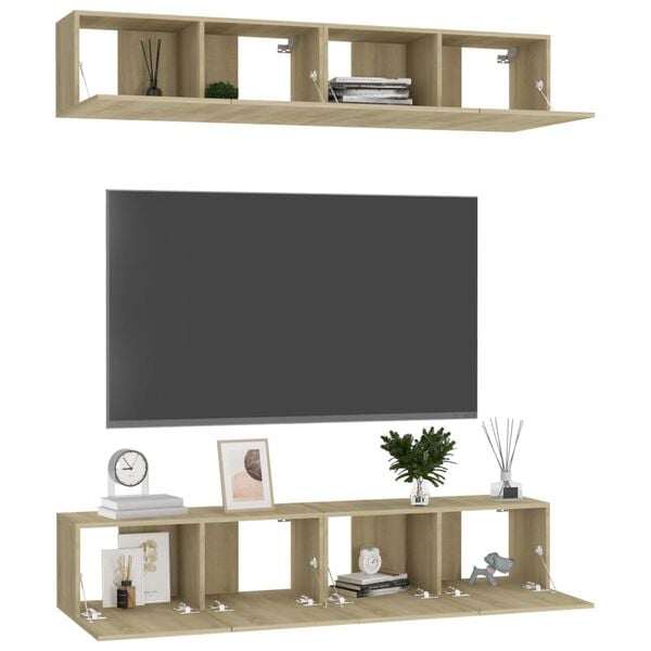 vidaXL TV-Schränke 4 Stk. Sonoma-Eiche 80x30x30 cm Holzwerkstoff