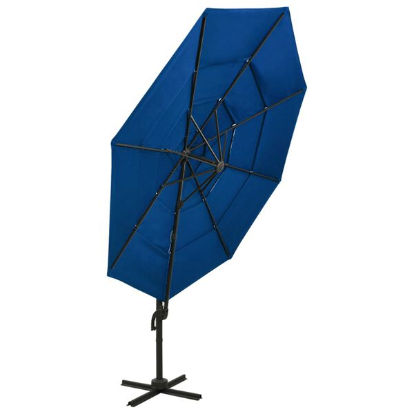vidaXL Sonnenschirm mit Aluminium-Mast 4-lagig Azurblau 3x3 m