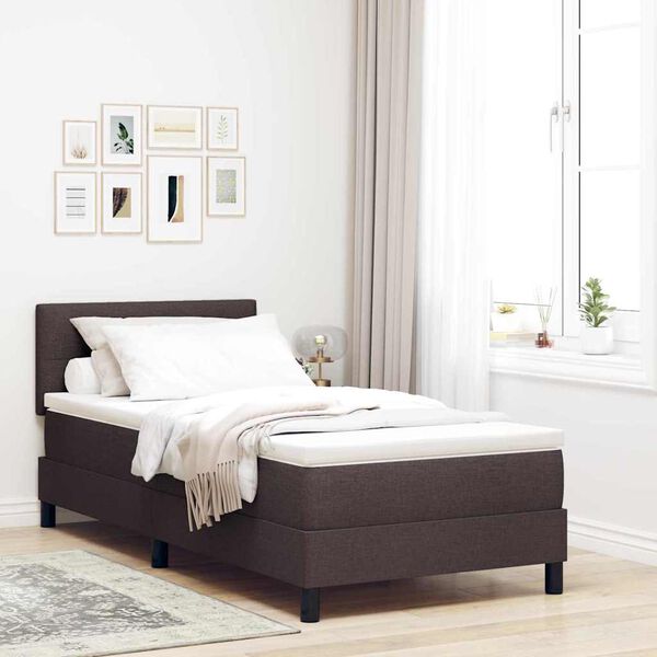 vidaXL Boxspringbett mit Matratze Dunkelbraun 90 x 200 cm Stoff