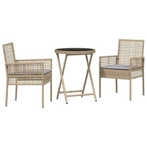 vidaXL Garten Bistro Set 3 stk. Beige Poly-Rattan