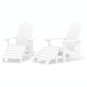 vidaXL Adirondack-Gartenst&uuml;hle 2 Stk. mit Hockern HDPE Wei&szlig;