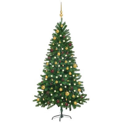 vidaXL Künstlicher Weihnachtsbaum mit Beleuchtung & Kugeln 180 cm Grün