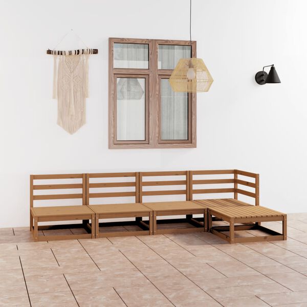 vidaXL 5-tlg. Garten-Lounge-Set Honigbraun Massivholz Kiefer