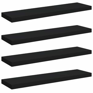 vidaXL Schweberegale 4 Stk. Schwarz 90x23,5x3,8 cm MDF